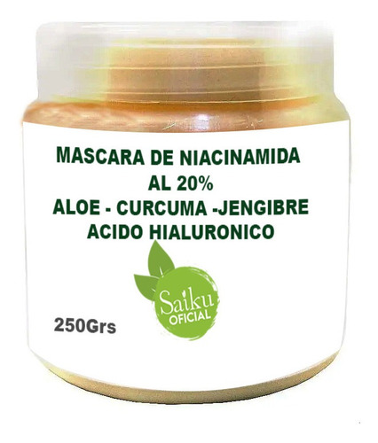 Mascara De Niacinamida 20% C/ Aloe Hialuronico Curcuma 250gr