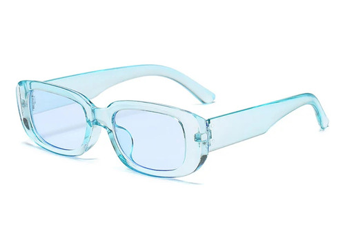 Óculos De Sol Retro Vintage Retangular Unissex Azul 