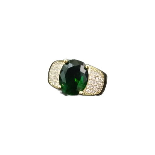 Anillo Hombre Oro Laminado 14k Talla 11 Circonio Verde