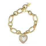 Pulsera Guess Corazon Para Mujer Acero Inoxidable Color Dorado Diámetro 10   Largo 19