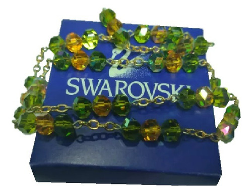 Collar Con Cristales Swarovski Dorado Y Verde.