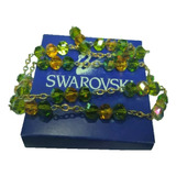 Collar Con Cristales Swarovski Dorado Y Verde.