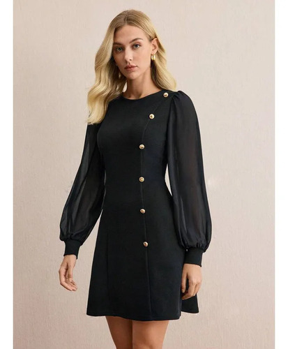 Vestido Moderno Con Cuello Redondo Y Hebilla De Uñas Para Ir | MercadoLibre