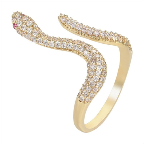 Anillo Serpiente Dorada Cristales Swarovski Oro Lamin 14k