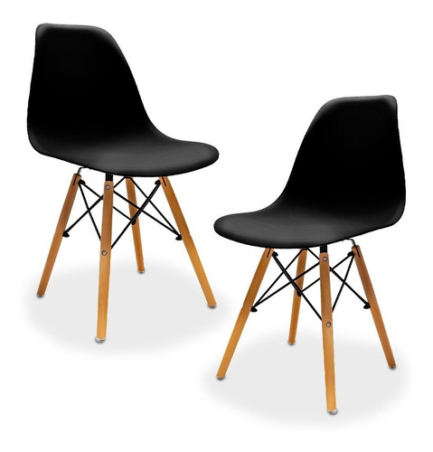 Set De 2 Sillas De Comedor Estilo Moderno Minimalista Color De La Estructura De La Silla Negro