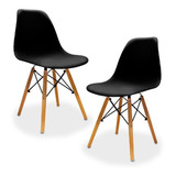 Set De 2 Sillas De Comedor Estilo Moderno Minimalista Color De La Estructura De La Silla Negro