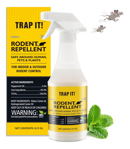 Trap It! Spray De Aceite De Menta Para Roedores Para Repeler