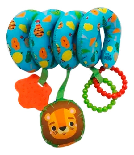 Barral Espiral Sonajero Peluche Cuna O Cochecito 58582 Woody Color Celeste Diseño León