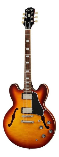 Guitarra Eléctrica EpiPhone Inspired By Gibson Es-335 Figured De Arce Raspberry Tea Burst Brillante Con Diapasón De Laurel Indio