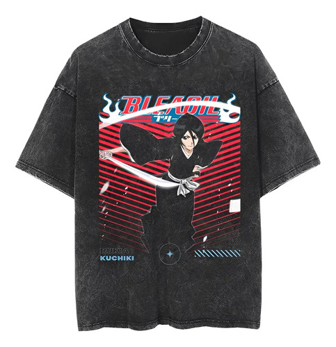 Camiseta Gráfica Vintage Para Hombre De Rukia Kuchiki Lavado