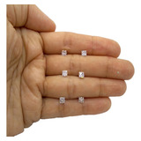Brinco Prata Pura 925 Trio Diamante Sintético Quadrado 4 Mm