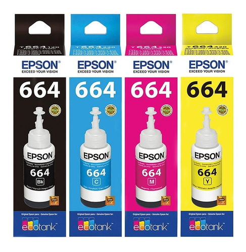 Botella Tinta Epson T664 Original 70 Ml Set De 4 Colores