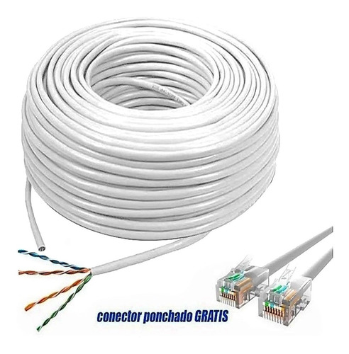 Cable Utp/ Rj45/ Ethernet, 20 Metros Ponchado Categoria 5e.