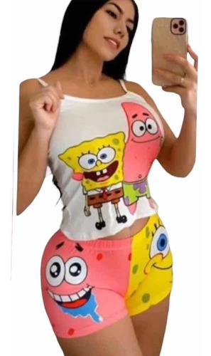 Pijama De Bob Esponja Short Y Blusa Juvenil-unitalla