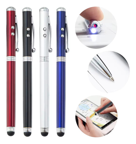 Apuntador Laser Pluma Touch Stylus Luz Led 4 En 1 Full