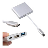 Adaptador Usb Tipo C  Para Hdmi 4k + Usb Para Mackbook Air