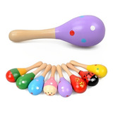 Sonajero Maraca Mediana De Madera Infantil Estimulación 