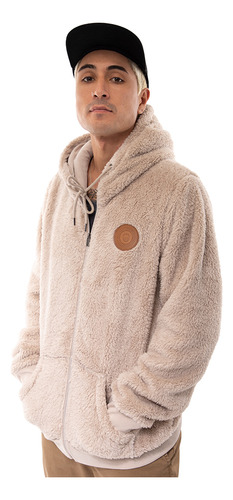 Polerón Sherpa Hoodie De Hombre Spitfire Full Zip Beige