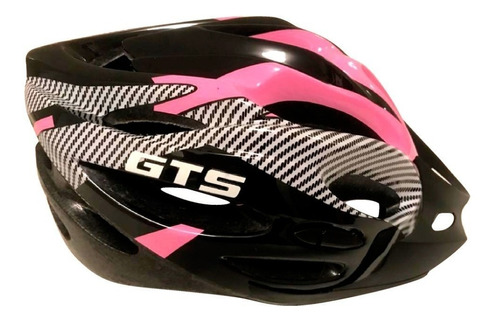 Capacete Com Sinalizador Led Ciclismo Bike Rosa E Preto Gts