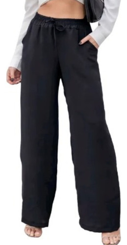 Calça Pantalona Cintura Alta Crepe Duna Premium Confortável