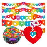 10 Cadenas Corazón Lgbt Guía Papel Colores Decora Pride 28mt