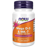 Now Foods Mega D3 & Mk7 60vcaps Soporte Oseo Y Cardio Sabor Sin Sabor