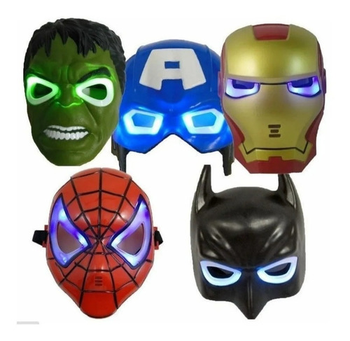 Máscara Superhéroe Hulk Spiderman Capitán Avengers Luz Led