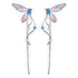 Aretes Largos  D Mariposa Con Cristal Austriaco