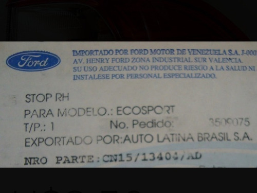 Stop Trasero Derecho Ecosport Titanium 2014/2017 Foto 4