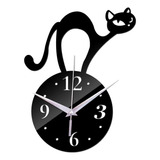 Relógios De Parede Para Gatos Em Estilo Breve Preto