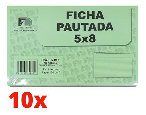 Ficha Pautada 5x8 10 Pacotes - Branco 150g