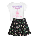 Camiseta Estampada Bts Suga Jin Jimin Jung Kook + Falda