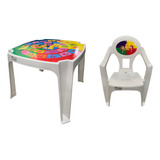 Jogo De Mesa Infantil E 2 Cadeirinhas Educativa Alfabetizar Cor Branco