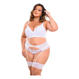 Lingerie Plus Size Melissa + Robe De Tule Com Renda