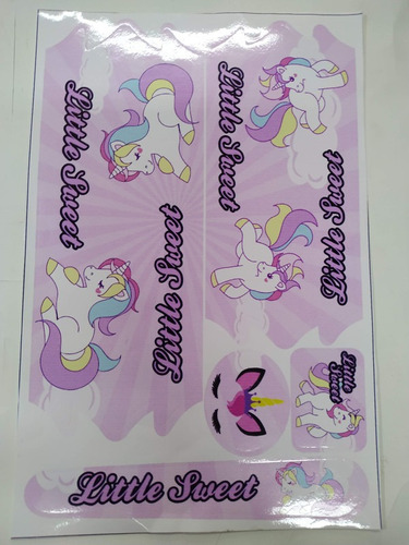 Adesivo Unicornio Lilas Para Bicicleta Infantil 12/16/20/24