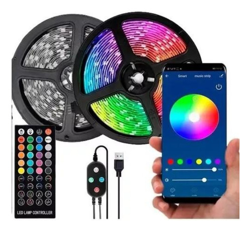 Tira Led Rgb 15 Mts 5050 Bluethoot Audioritmico Gamer Dm 