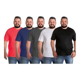 Kit 5 Camisas Masculina Camiseta Básica Plus Size Malha Fria