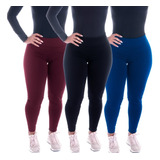 Kit 3 Calça Legging Flanelada Termica Antifrio-tecido Suplex