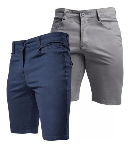 2 Short Bermudas De Gabardina Hombre Playa Comodo Algodon