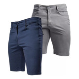 2 Short Bermudas De Gabardina Hombre Playa Comodo Algodon