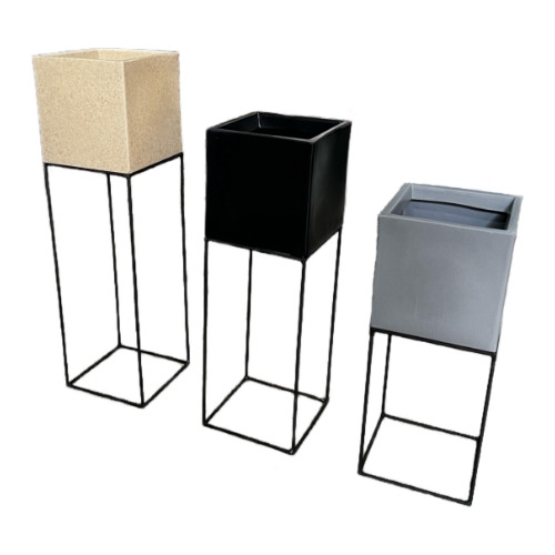 Kit 3 Vasos Planta Grid Quadrado 50x60x70