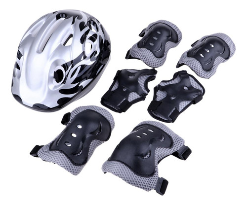 Casco Rodillera Coderas Y Munequeras Almohada Gris