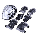 Casco Rodillera Coderas Y Munequeras Almohada Gris