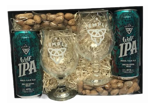 Cerveza Temple Ipa X2 + Copas + Maní Regalo Dia Del Padre