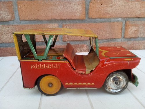 Antiguo Jeep Auto Lata Chapa Litografiada Marca Moderno 