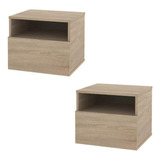 Combo X2 Mesa De Luz Flotante Vintage Dielfe 1 Cajon Mlf040