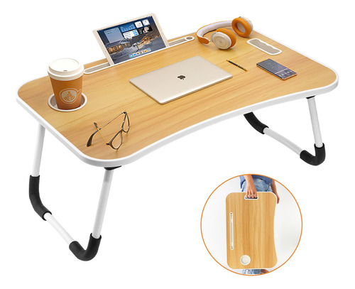 Mesa Plegable De Madera Soporte Para Laptop Con Asa Portátil