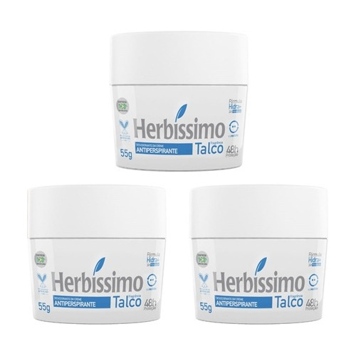 Kit 03 Antitranspirante Em Creme Herbíssimo  55 G 