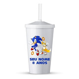 15 Copos De Canudo C Tampa Personalizado Sonic Filme/desenho