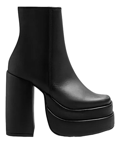 Botas Caña Negro Zapato Doble Plataforma Bratz Cuero Vacuno